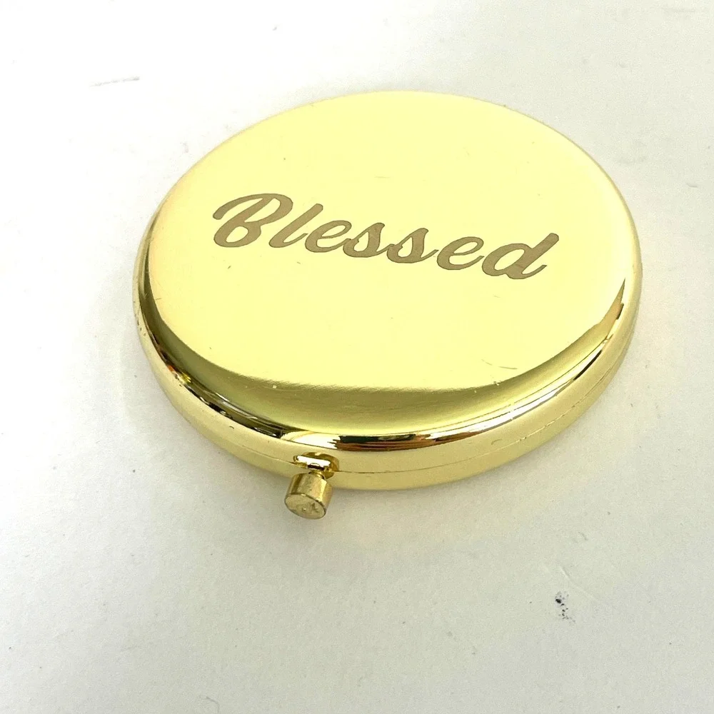 Swarovski Yellow Hand Mirror plus Compact Mirror Set Blessed Gold Rhinestone 3pc